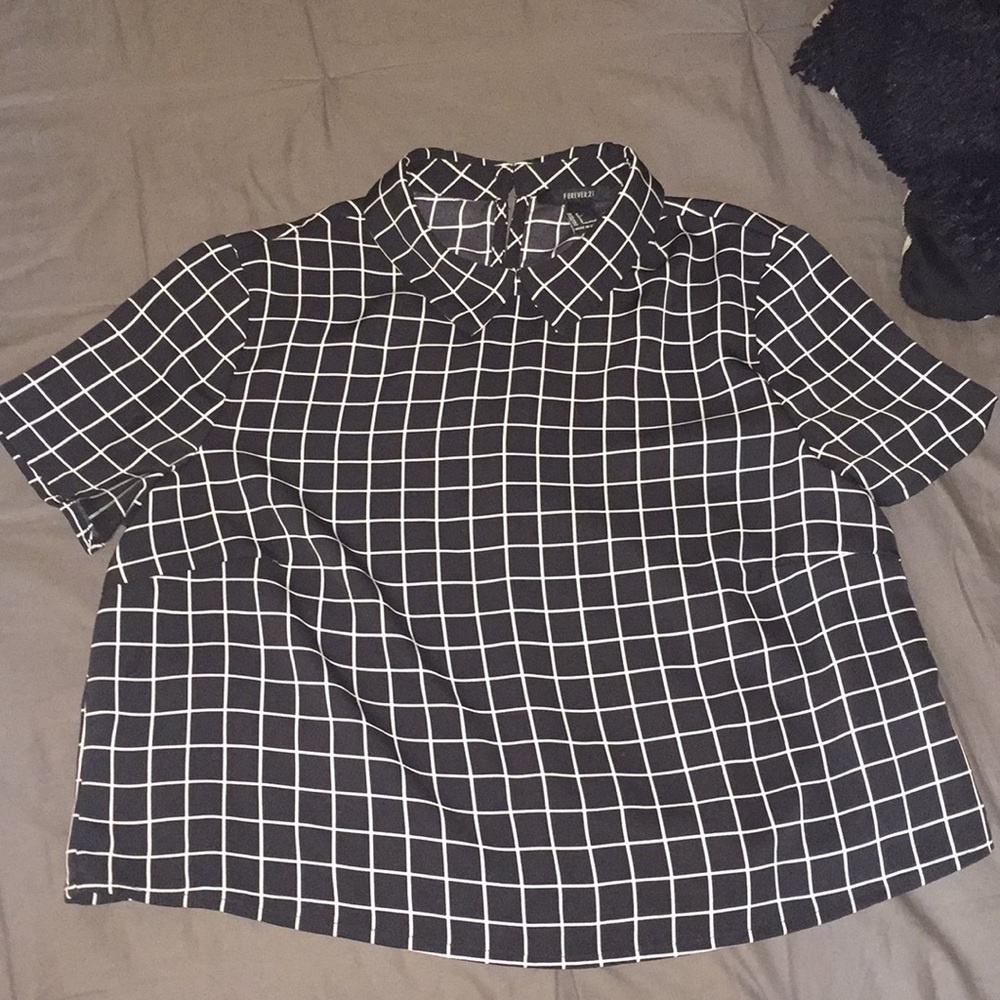 Grid Cropped Blouse